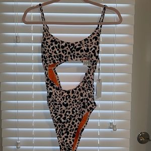 BGBGeneration Revenge Animal Print Cutout One-Piece Swimsuit